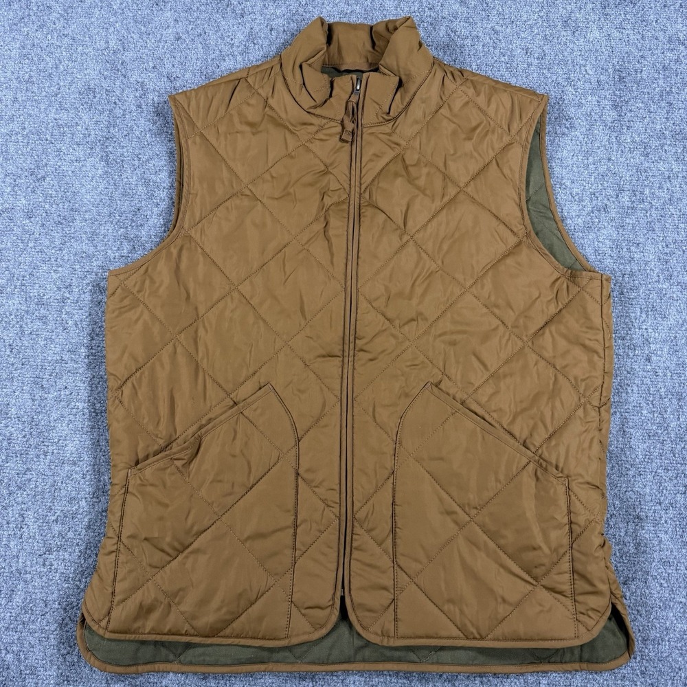 J Crew Quilted Walker Vest Brown Zip Outdoors Outerwear Pockets